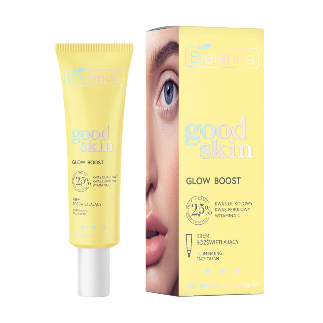 Освітлювальний крем для обличчя Bielenda Good Skin Glow Boost Illuminating Face Cream з гліколевою кислотою, 50 мл
